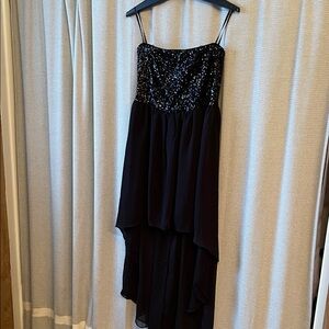 Sans Souci Black Sequin High-Low Spaghetti Strap Dress